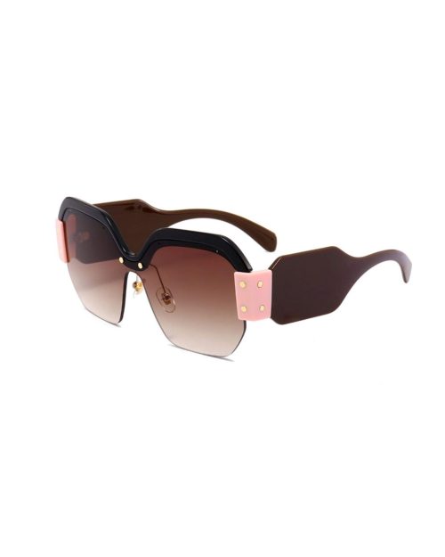 Candy Women Fashion Semi Rimless Oversized Sunglasses