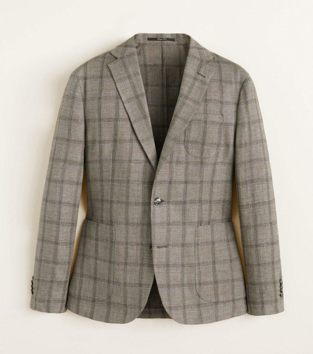 Pinstripe slim-fit suit blazer