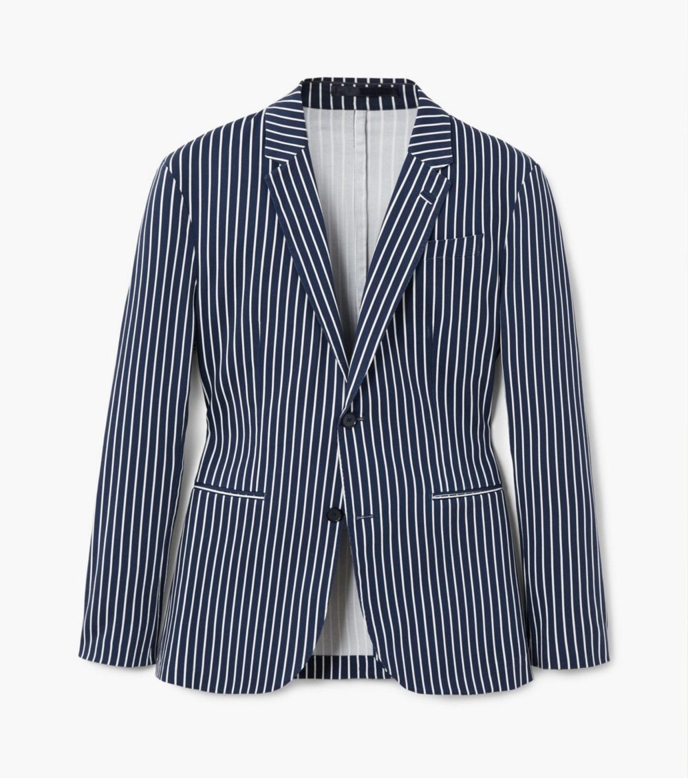 Slim-fit striped cotton blazer